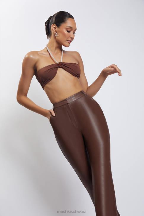 Meshki Lea Neckholder-Crop-Top mit Diamantkette Schokolade Kleidung 060V1117