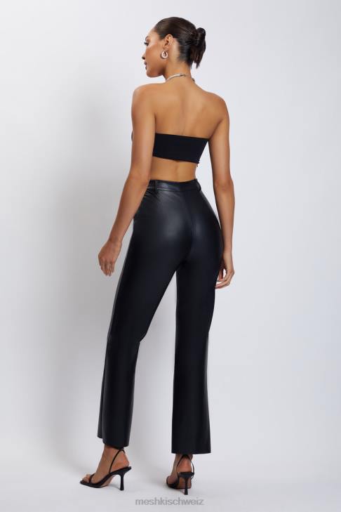 Meshki Lea Neckholder-Crop-Top mit Diamantkette Schwarz Kleidung 060V1132