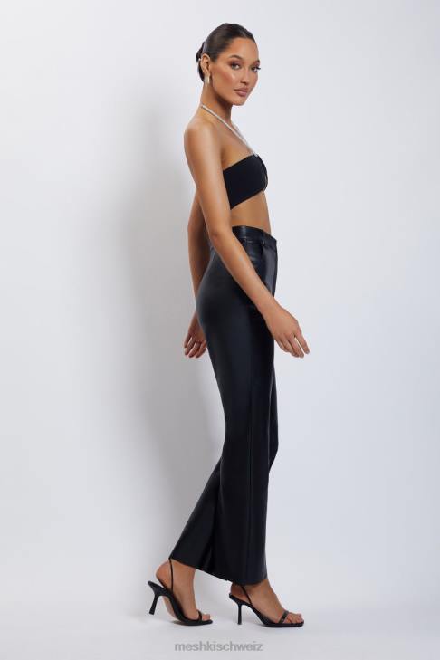 Meshki Lea Neckholder-Crop-Top mit Diamantkette Schwarz Kleidung 060V1132