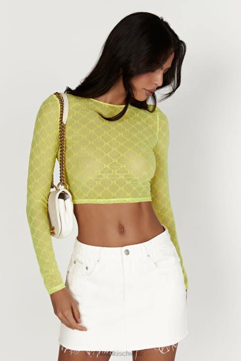 Meshki Letitia Mesh-Monogramm-Crop-Top frisches Grün Kleidung 060V1217