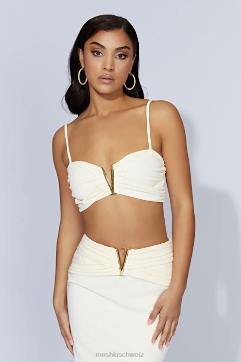 Meshki Maryse V-Hardware Crop Top Knochen Kleidung 060V1144