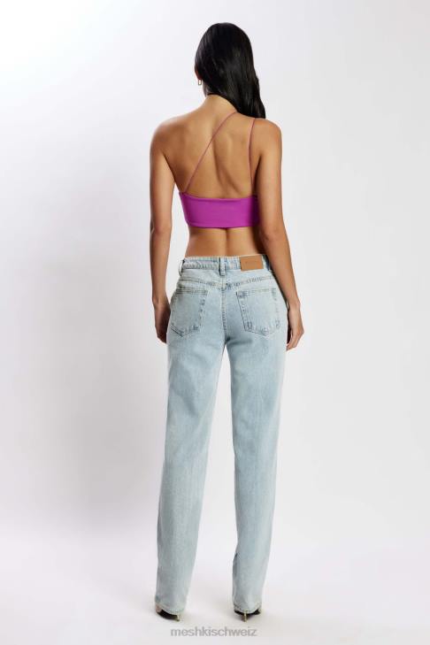 Meshki Montana gerüschtes, ausgeschnittenes Crop-Top violett Kleidung 060V1149