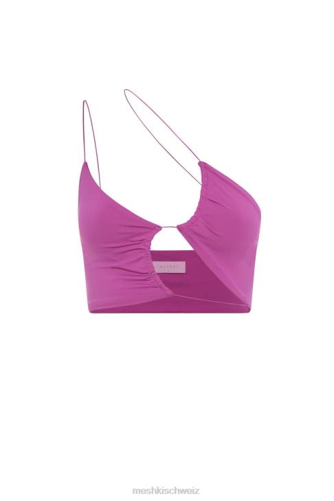 Meshki Montana gerüschtes, ausgeschnittenes Crop-Top violett Kleidung 060V1149