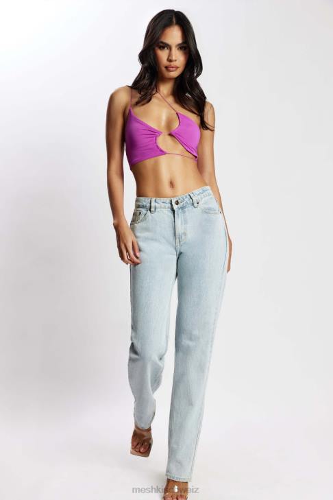 Meshki Montana gerüschtes, ausgeschnittenes Crop-Top violett Kleidung 060V1149