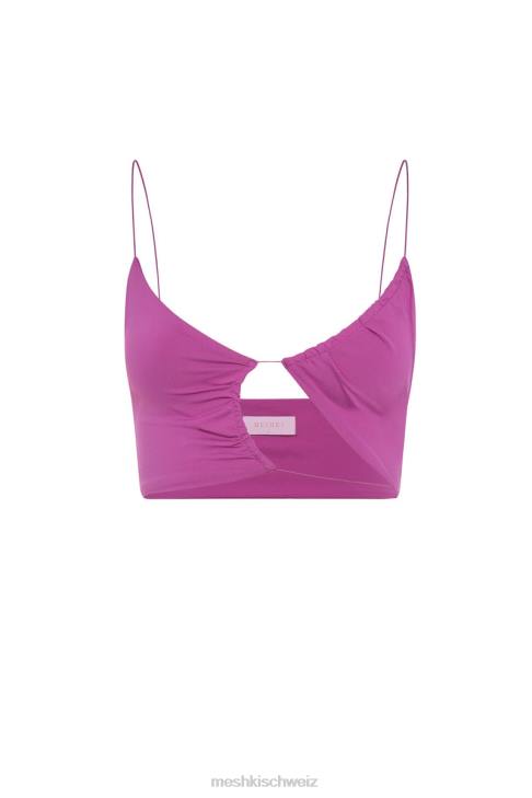 Meshki Montana gerüschtes, ausgeschnittenes Crop-Top violett Kleidung 060V1149