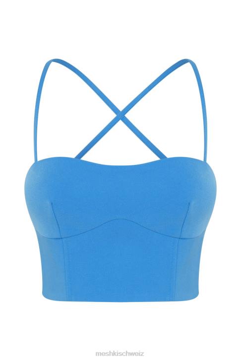 Meshki Nahtlinien-Crop-Top von Bahar azurblau Kleidung 060V1040