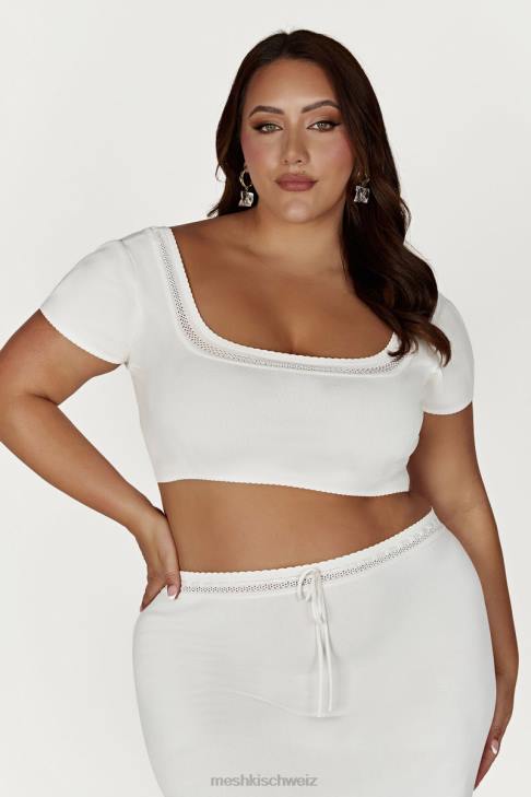 Meshki Penelope Pointelle-Strick-Crop-Top Weiß Kleidung 060V904