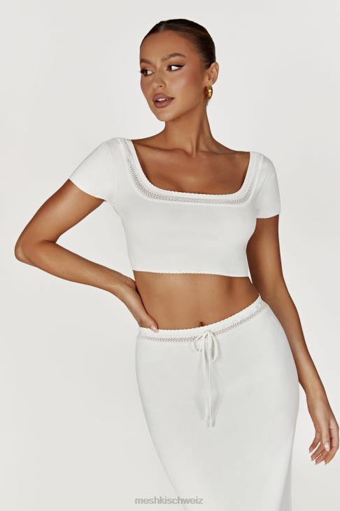 Meshki Penelope Pointelle-Strick-Crop-Top Weiß Kleidung 060V904