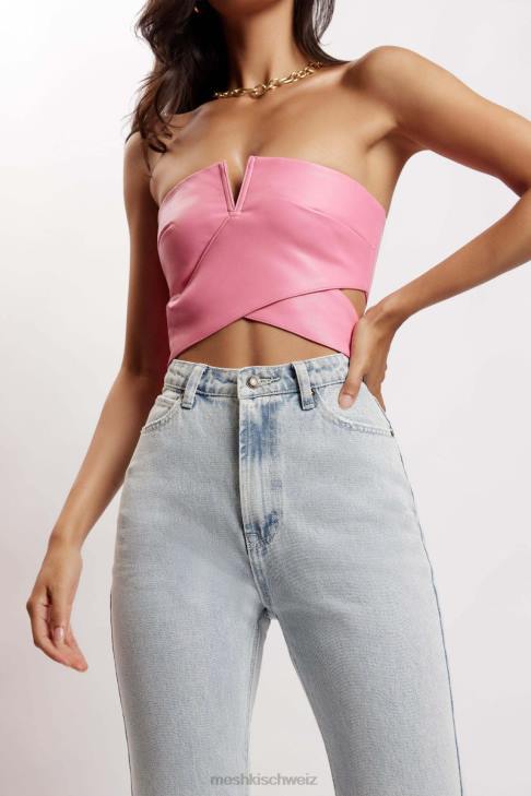 Meshki Perrie Kunstleder-Crop-Top mit Cut-Outs Rosa Kleidung 060V1171