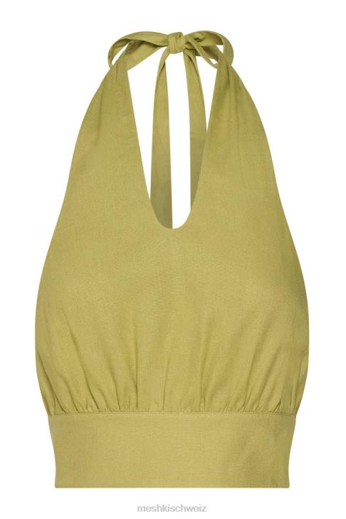 Meshki Piper Neckholder-Crop-Top aus Leinen Apfel Kleidung 060V1128