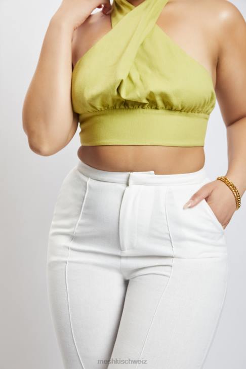 Meshki Piper Neckholder-Crop-Top aus Leinen Apfel Kleidung 060V1128