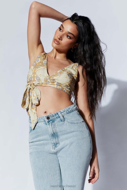 Meshki Ramona funktionelles Wickel-Crop-Top persischer Druck Kleidung 060V1127