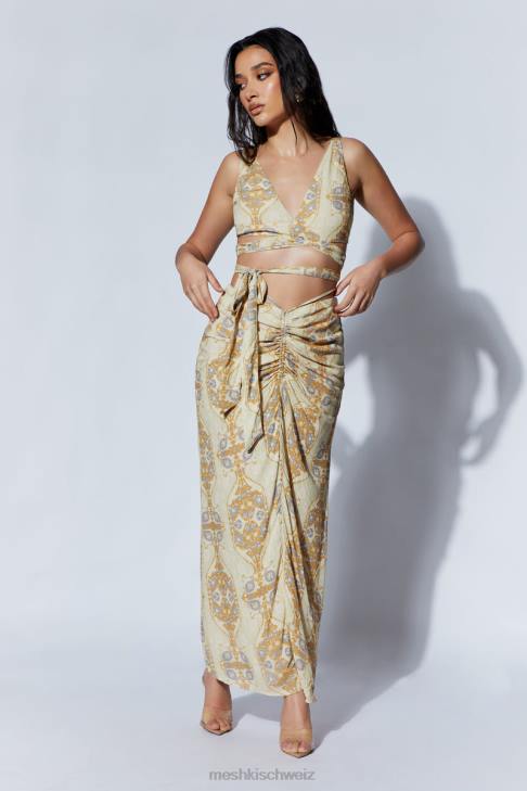 Meshki Ramona funktionelles Wickel-Crop-Top persischer Druck Kleidung 060V1127