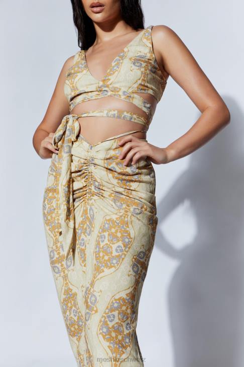 Meshki Ramona funktionelles Wickel-Crop-Top persischer Druck Kleidung 060V1127