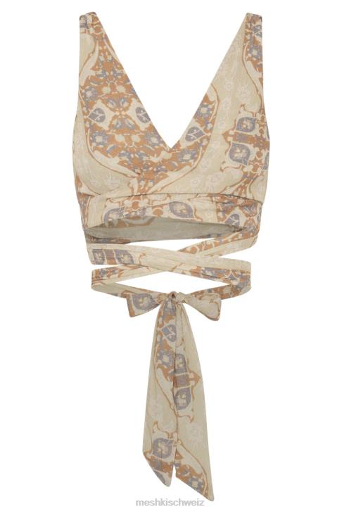 Meshki Ramona funktionelles Wickel-Crop-Top persischer Druck Kleidung 060V1127