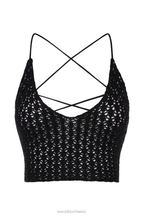Meshki Rosella Häkel-Crop-Top Schwarz Kleidung 060V921