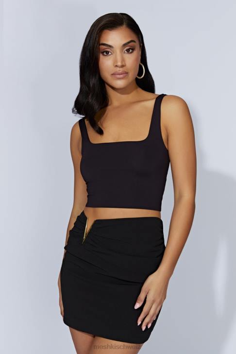 Meshki Sara-Crop-Top mit eckigem Ausschnitt Schwarz Kleidung 060V1167