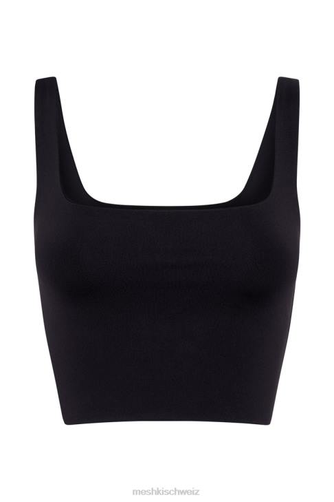Meshki Sara-Crop-Top mit eckigem Ausschnitt Schwarz Kleidung 060V1167