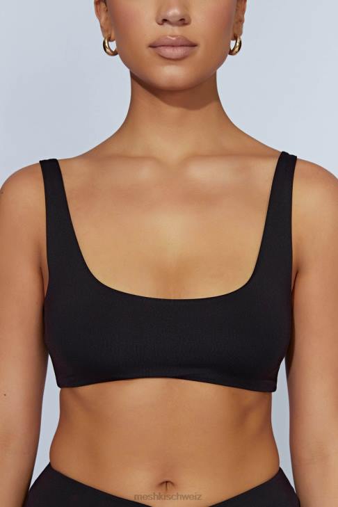 Meshki Super-Crop-Top von Jemma mit U-Ausschnitt Schwarz Kleidung 060V919