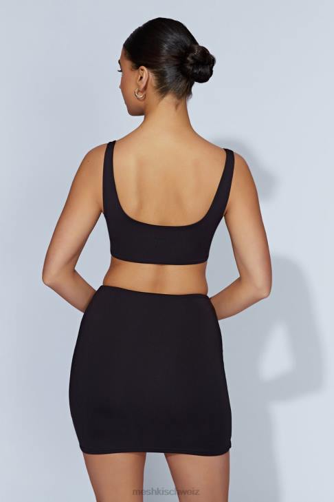 Meshki Super-Crop-Top von Jemma mit U-Ausschnitt Schwarz Kleidung 060V919