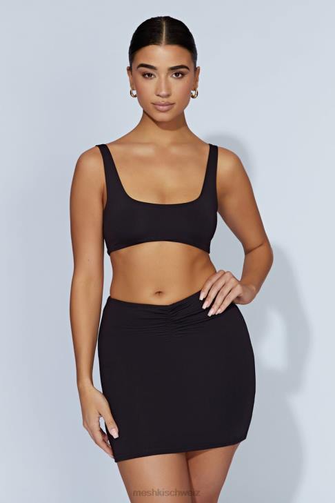 Meshki Super-Crop-Top von Jemma mit U-Ausschnitt Schwarz Kleidung 060V919