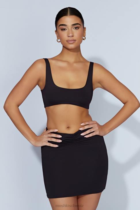 Meshki Super-Crop-Top von Jemma mit U-Ausschnitt Schwarz Kleidung 060V919
