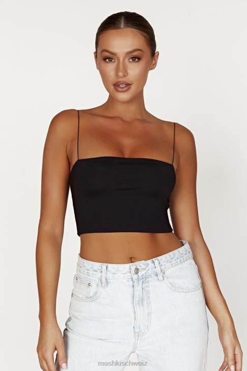 Meshki Yvonne Cami Crop Top Schwarz Kleidung 060V939