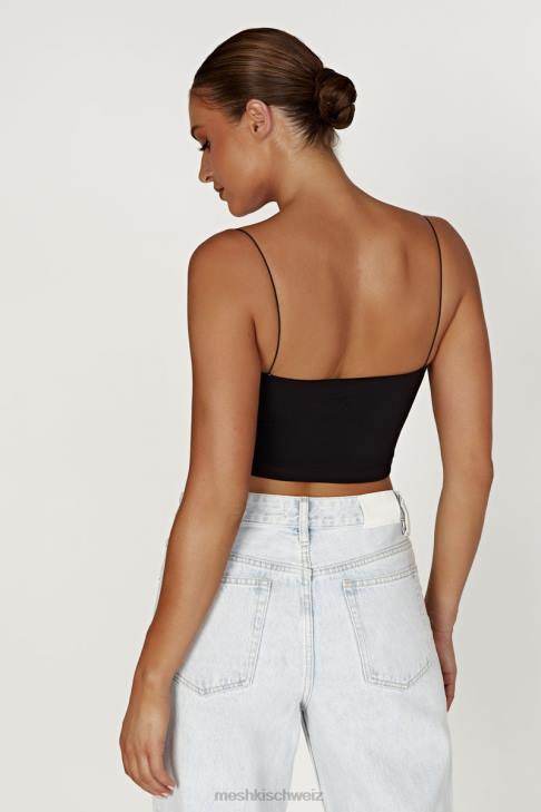 Meshki Yvonne Cami Crop Top Schwarz Kleidung 060V939
