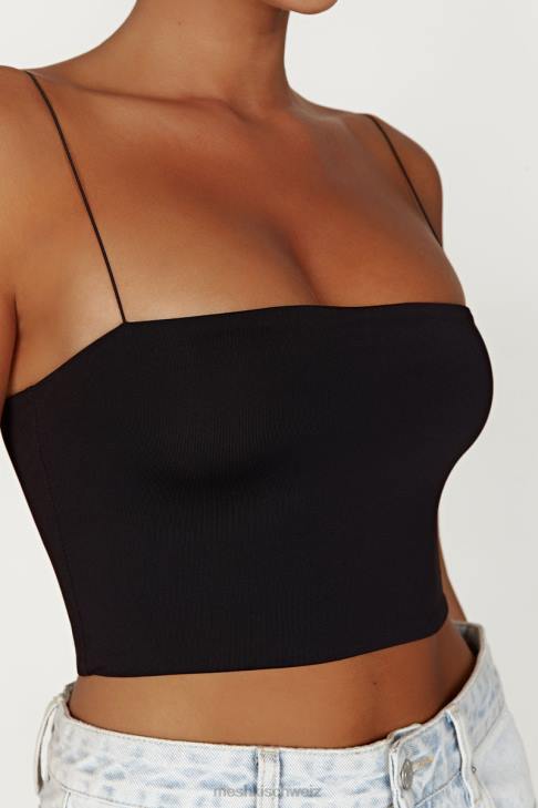 Meshki Yvonne Cami Crop Top Schwarz Kleidung 060V939