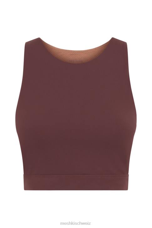 Meshki Zweifarbiges Racer-Crop-Top von Lori Mahagoni/Tan Kleidung 060V1094