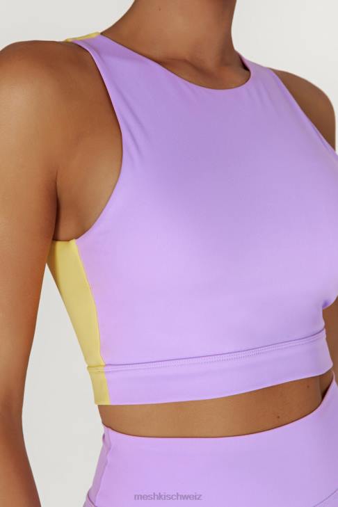 Meshki Zweifarbiges Racer-Crop-Top von Lori lila/gelb Kleidung 060V1075