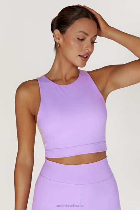 Meshki Zweifarbiges Racer-Crop-Top von Lori lila/gelb Kleidung 060V1075