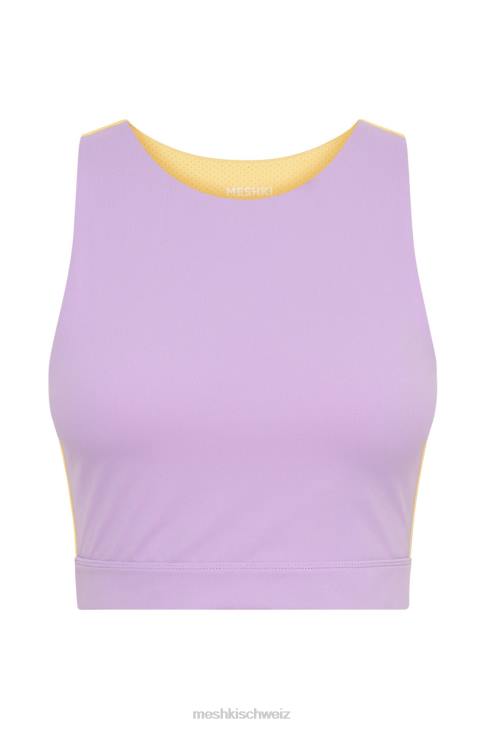 Meshki Zweifarbiges Racer-Crop-Top von Lori lila/gelb Kleidung 060V1075