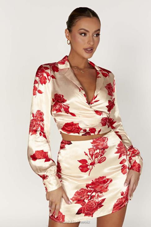 Meshki Amia Satin-Wickelhemd Rosendruck Kleidung 060V911