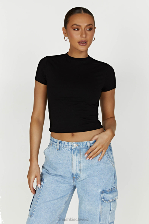 Meshki Jeanie Longline-T-Shirt Schwarz Kleidung 060V867