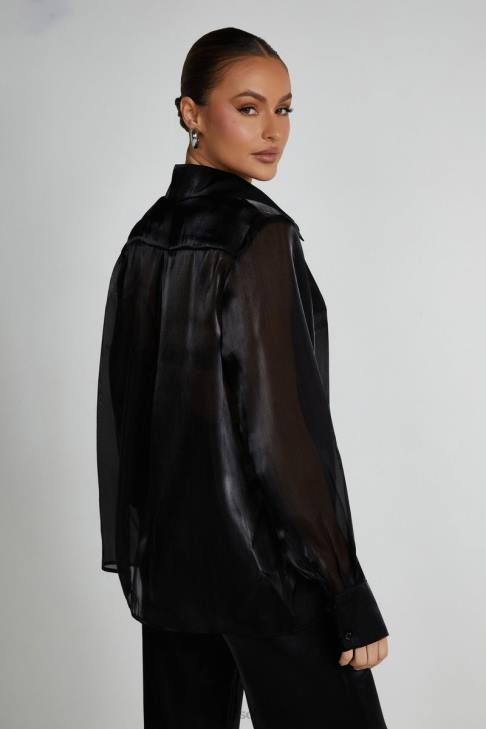 Meshki Kinsley transparentes Hemd Schwarz Kleidung 060V800