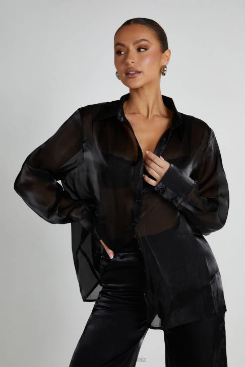 Meshki Kinsley transparentes Hemd Schwarz Kleidung 060V800