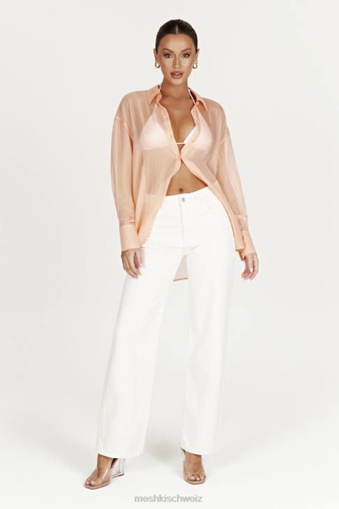 Meshki Molly übergroßes, transparentes, schillerndes Hemd Pfirsich Kleidung 060V1101