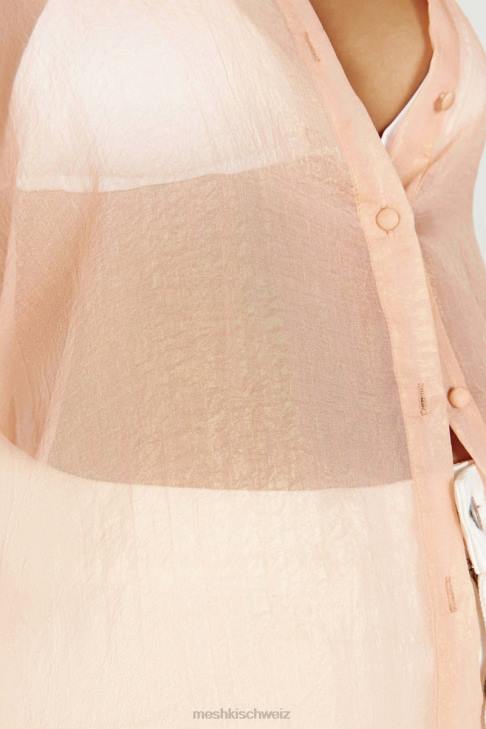 Meshki Molly übergroßes, transparentes, schillerndes Hemd Pfirsich Kleidung 060V1101