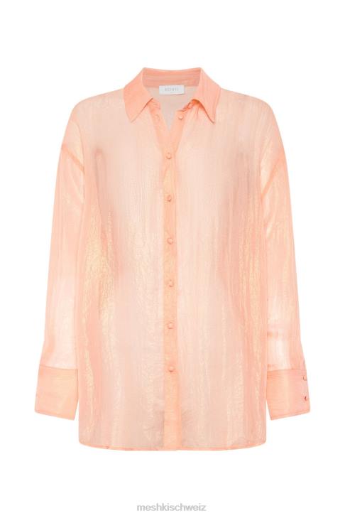 Meshki Molly übergroßes, transparentes, schillerndes Hemd Pfirsich Kleidung 060V1101