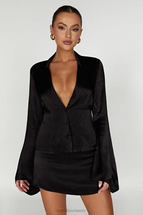 Meshki Noa-Langarmhemd mit Kragen Schwarz Kleidung 060V898