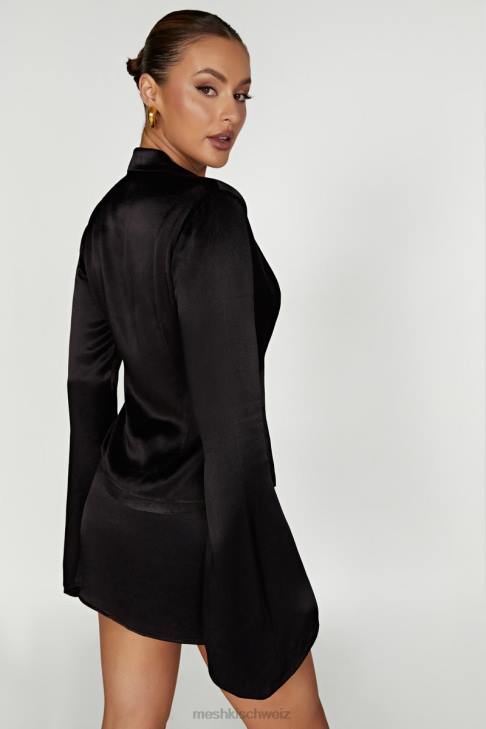 Meshki Noa-Langarmhemd mit Kragen Schwarz Kleidung 060V898