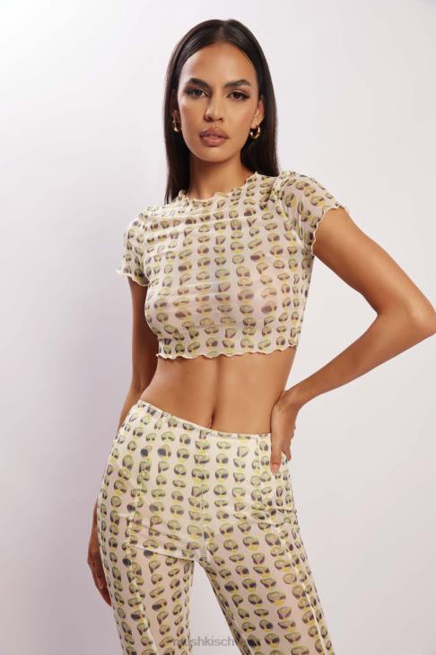 Meshki Nora Mesh-Crop-T-Shirt Alien-Druck Kleidung 060V1138