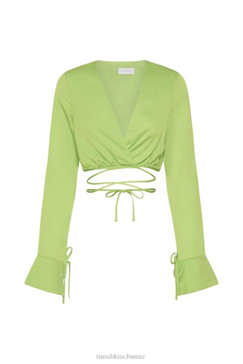 Meshki Rheanna Wickelshirt mit kurzem Schnitt lindgrün Kleidung 060V1193