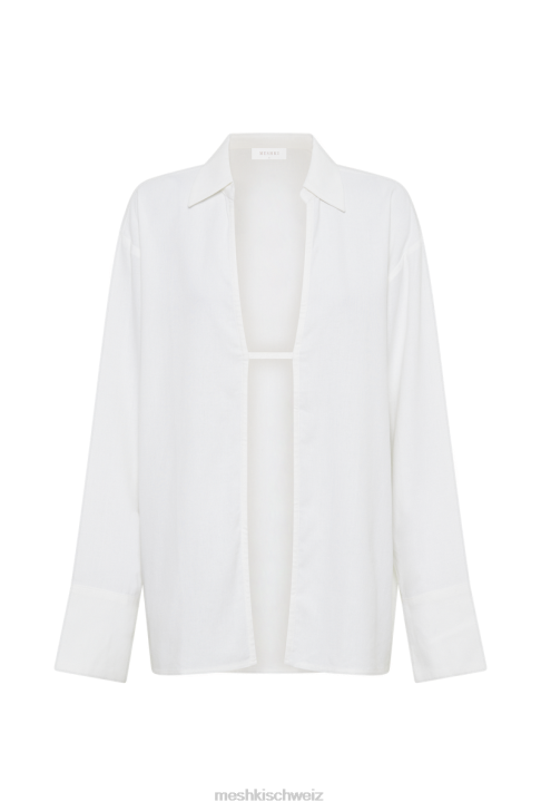 Meshki Tasha übergroßes Leinenhemd Weiß Kleidung 060V833