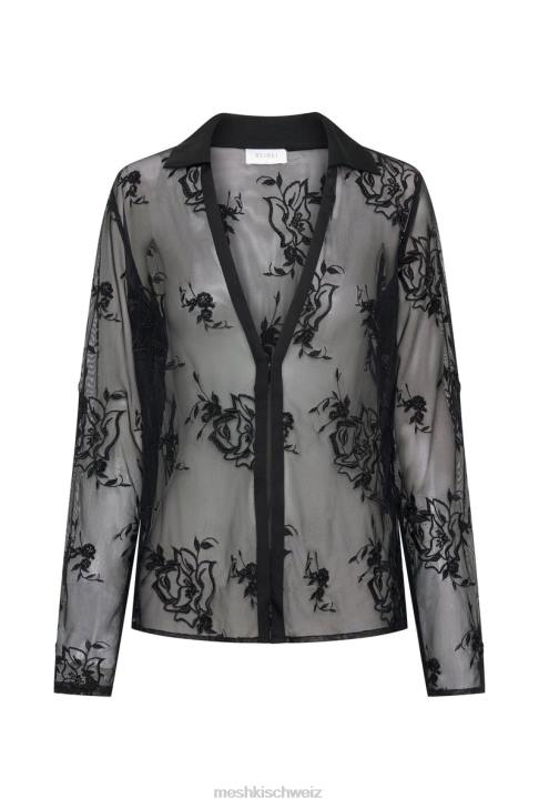 Meshki Vivica besticktes Netzhemd Schwarz Kleidung 060V991