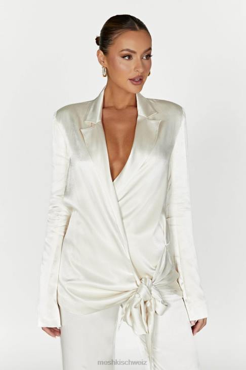 Meshki Blazerjacke aus Aspyn-Satin Elfenbein Kleidung 060V1653