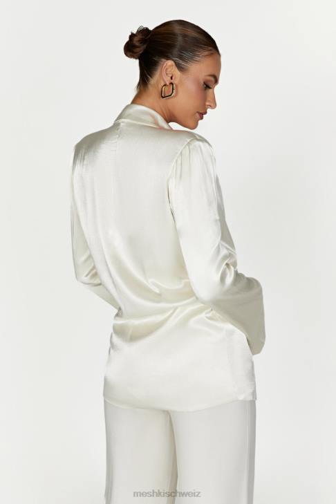 Meshki Blazerjacke aus Aspyn-Satin Elfenbein Kleidung 060V1653