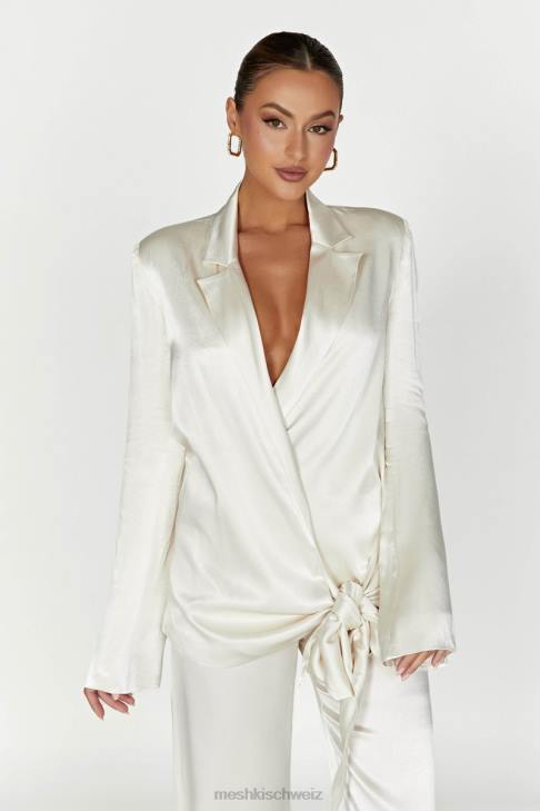 Meshki Blazerjacke aus Aspyn-Satin Elfenbein Kleidung 060V1653