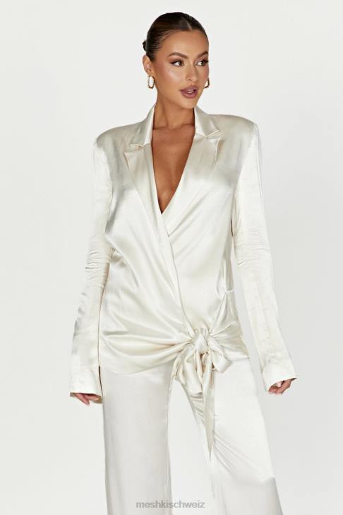 Meshki Blazerjacke aus Aspyn-Satin Elfenbein Kleidung 060V1653